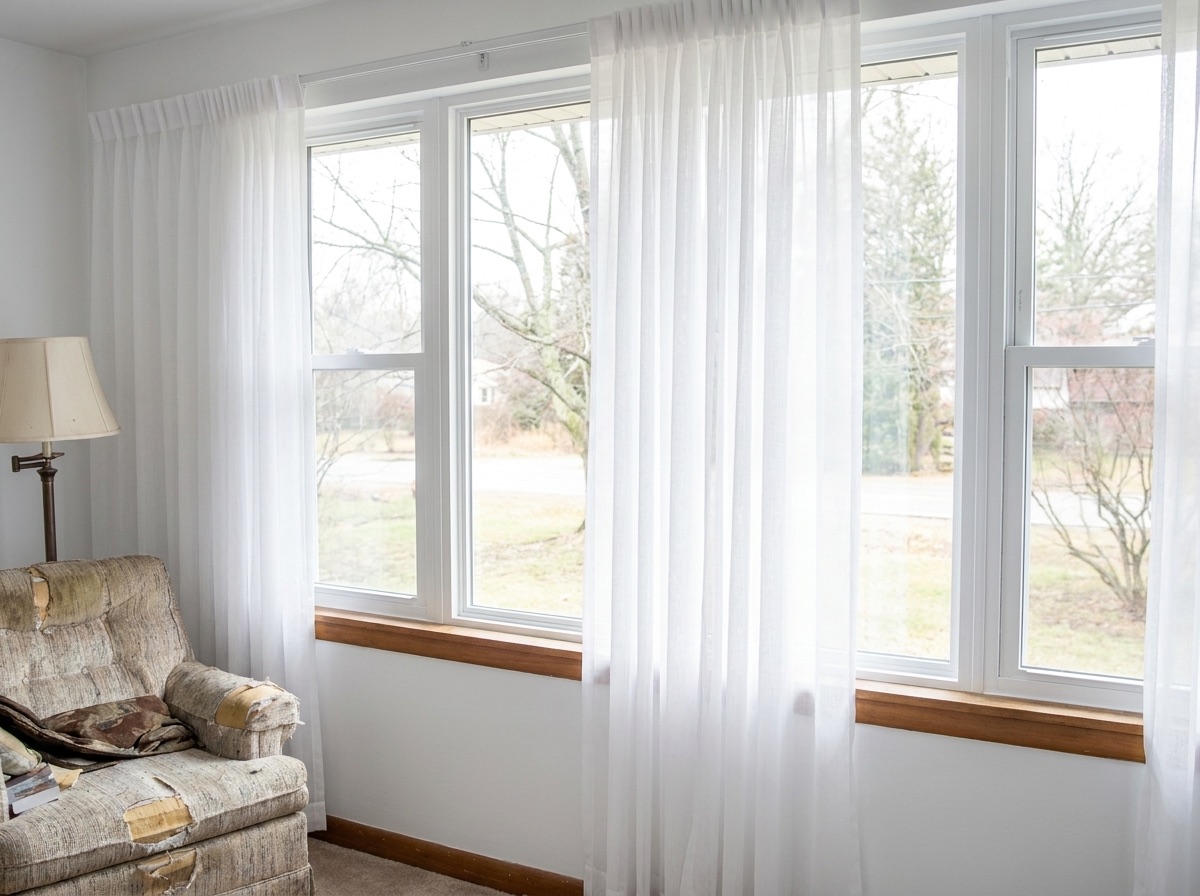 New energy-efficient low-E windows installed after replacement